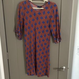 Escapada Vibrant Blue and Orange Long Sleeve Dress